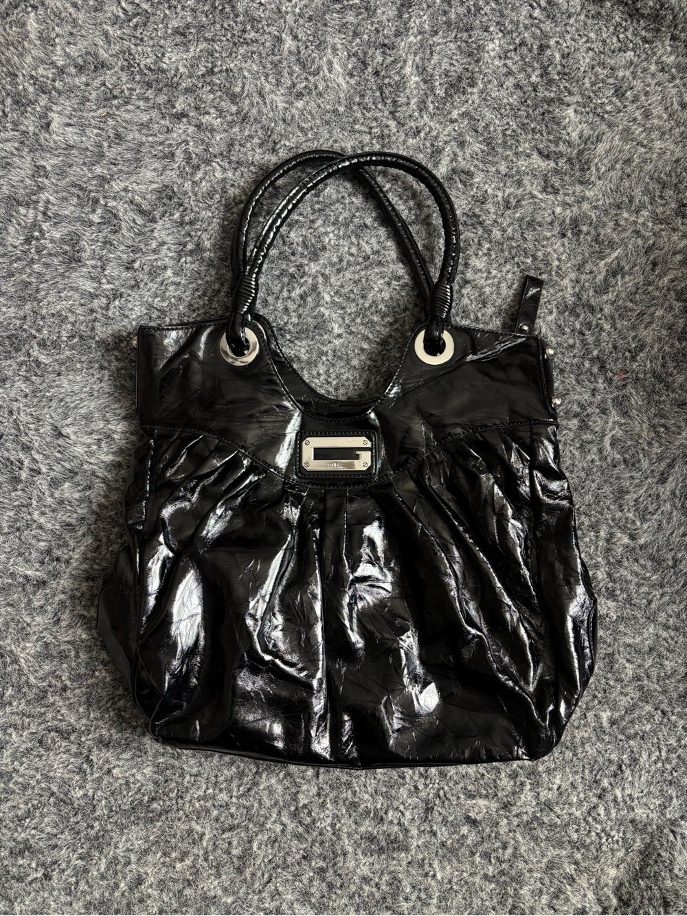 Large Guess Black Patent Tote shoulder bag
